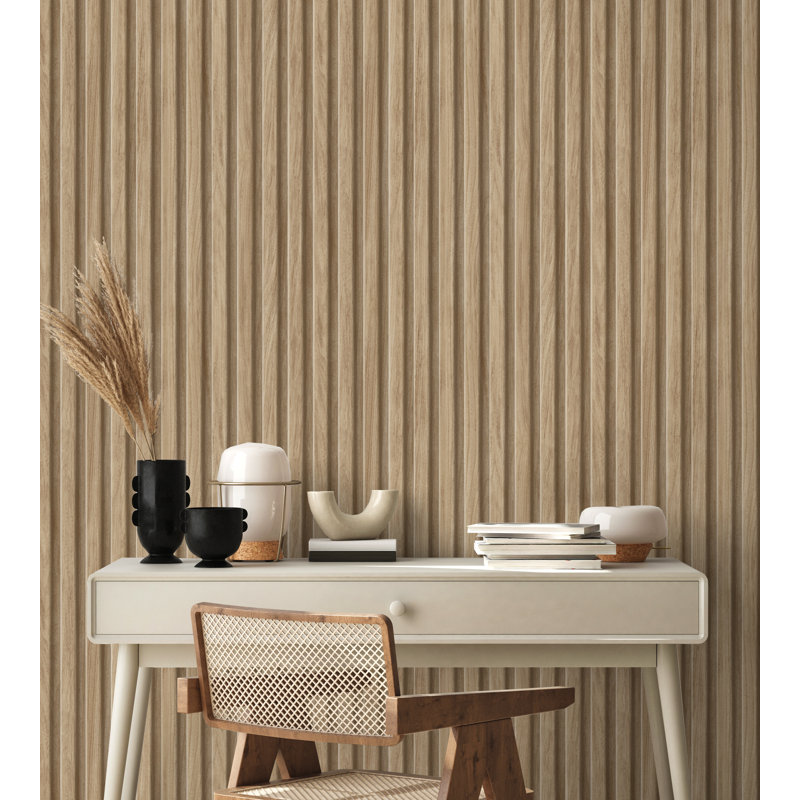 Wooden Slats Wallpaper, Beige
