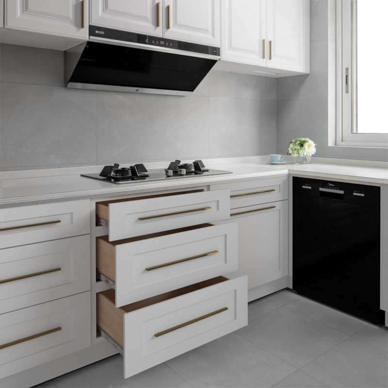 Armoires de cuisine en contreplaqué avec 3 tiroirs, Blanc, 18"