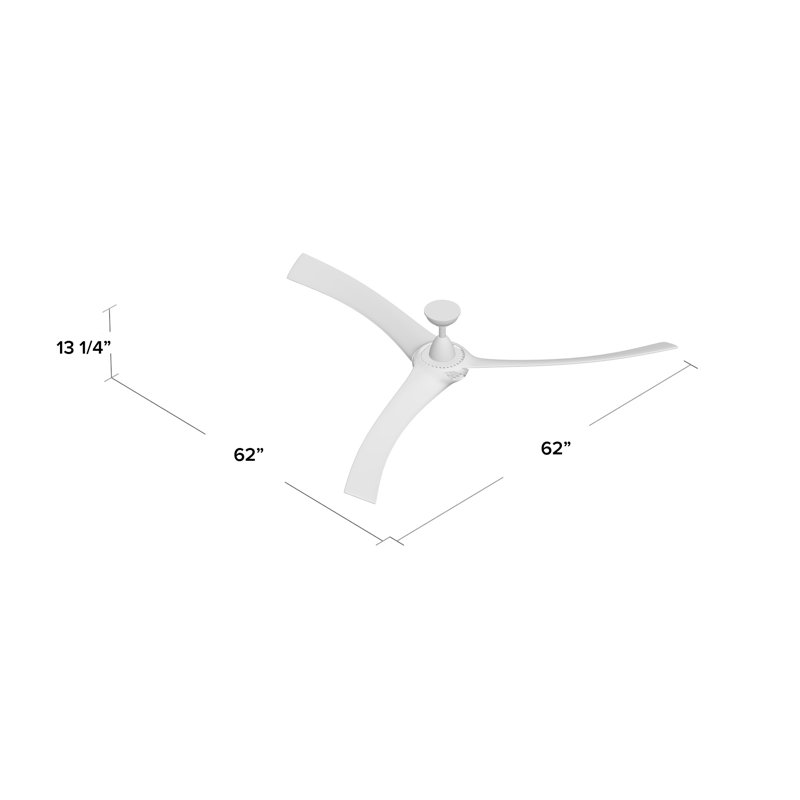 Burwell 62'' Ceiling Fan with LED Lights, Nickel with Silver Blades