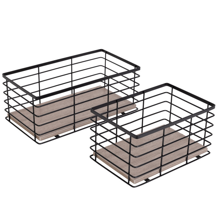 Smart Design Kitchen Caddy with Premium Wood Accents - 2 Pack, White