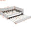 Lit de jour rembourré avec lit gigogne, lin beige, pas de sommier tapissier, structure solide, gigogne pour économiser de l'espace et ajouter une touche de classe-904928028