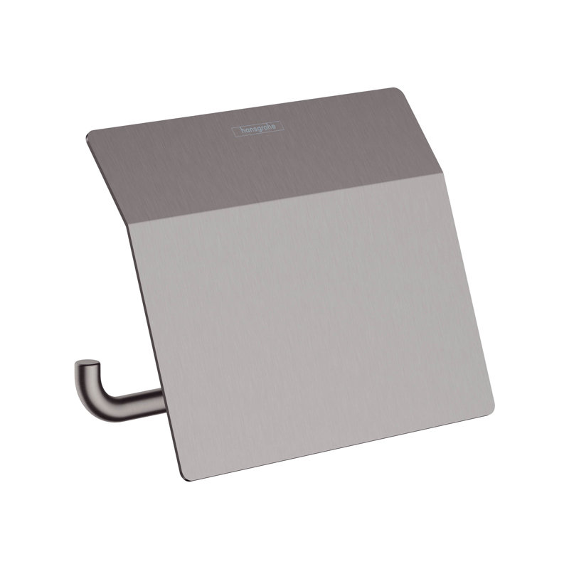 hansgrohe AddStoris Roll Holder with Cover, Brushed Black Chrome