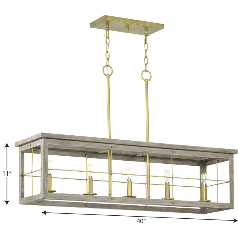 Andreoni 5 - Light Kitchen Island Pendant, Distressed Brass