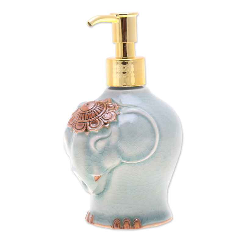  Distributeur de savon en céramique fabriqué à la main Misty Elephant, Gris