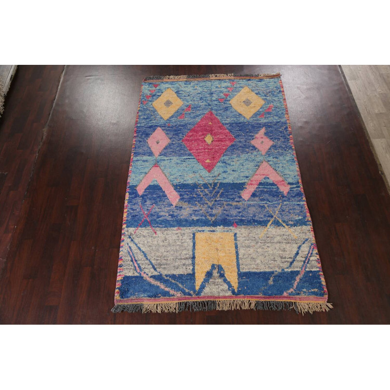 Tapis tribal marocain noué à la main 5 pi 11 po x 9 pi 6 po