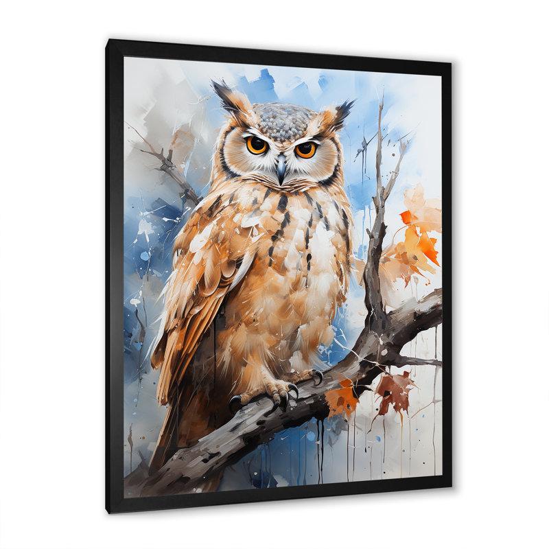 Owl Wise And Watchful prédateurs sur toile, H 40 po x l 30 po x P 1,5 po, Cadre noir