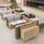 Ensemble de 2 bancs en similicuir revêtu de bois massif