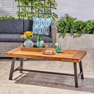 Table basse en bois - Style industriel moderne avec panneaux à lattes artistiques, esthétique, 113,5 x 60,5 x 45,4 cm