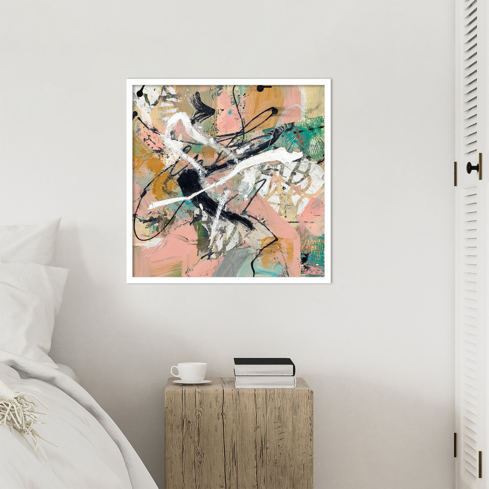 Fluid by Sutter Wood Framed Wall Art Print, 25" H x 25" W, White