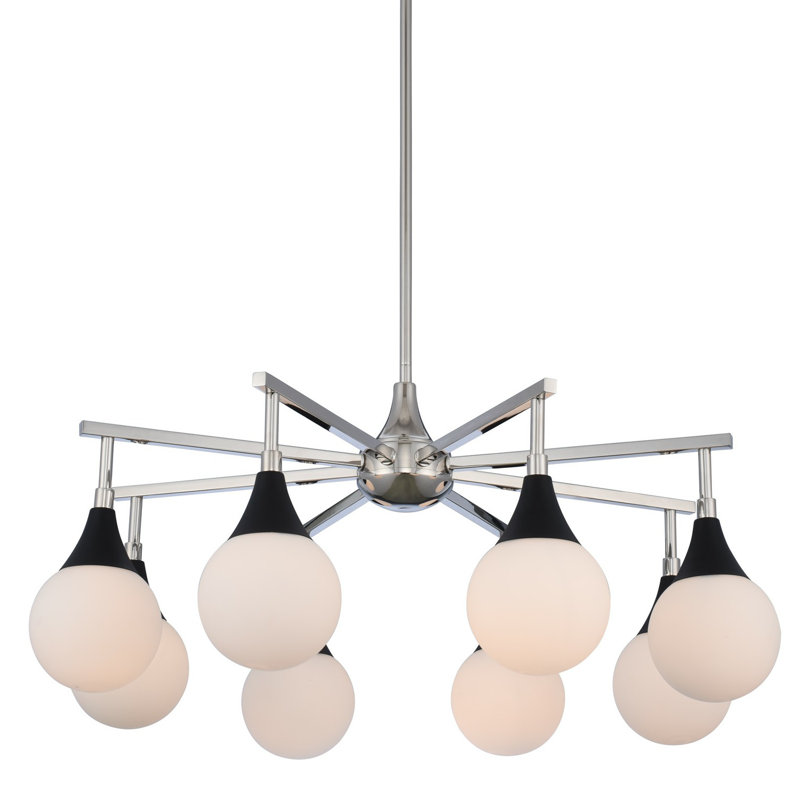 Lustre 8 pi noir mat avec nickel poli Kalco