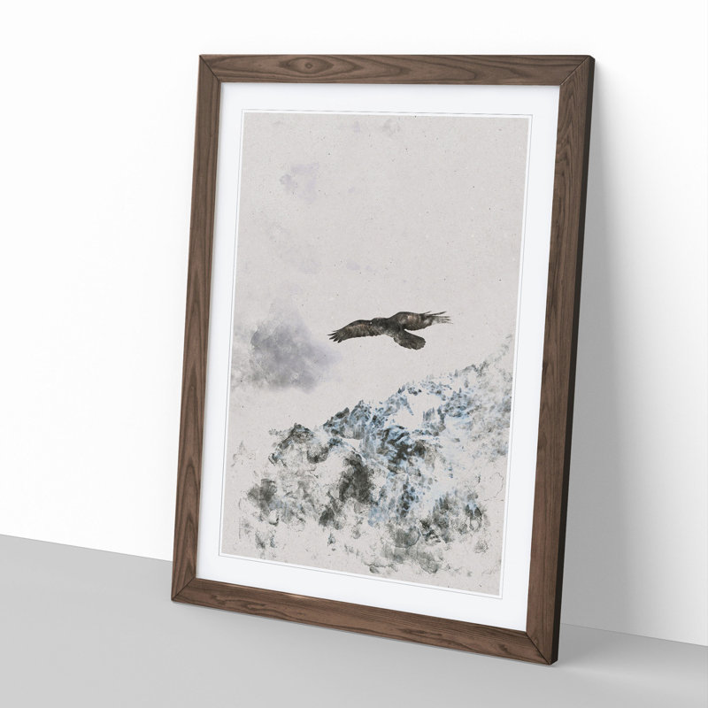Eagle Flying High - Picture Frame Graphic Art, 65cm H x 48cm W x 2cm D, Walnut