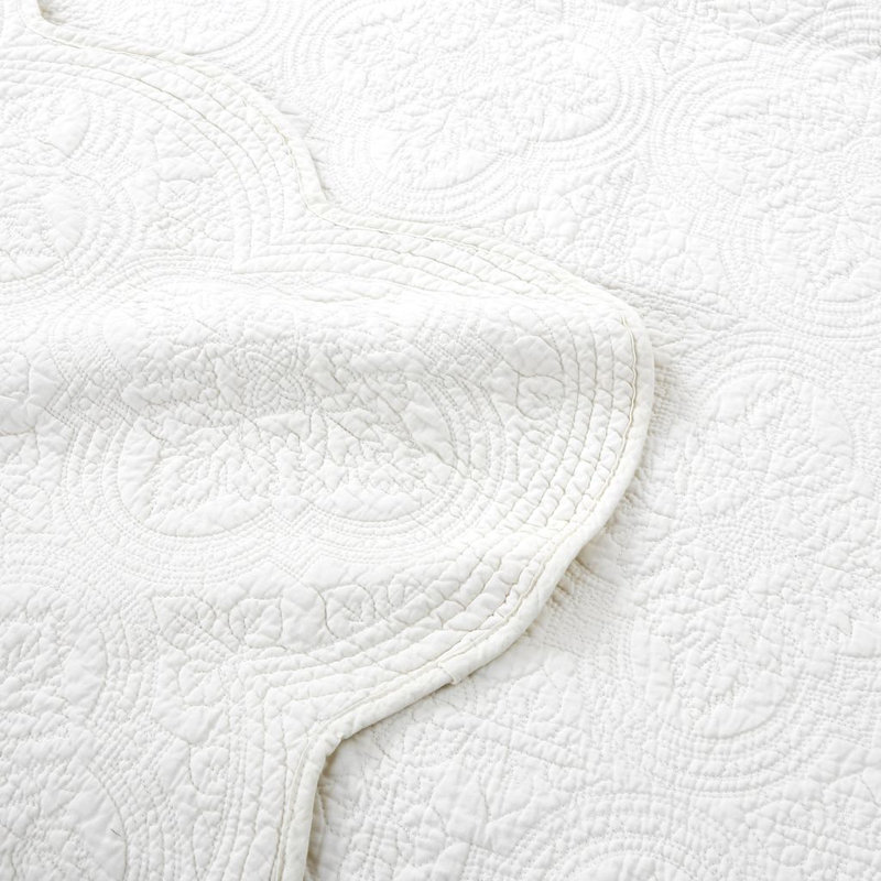Ensemble réversible standard Terin, Ivoire, Courtepointe pour grand lit + 2 taies décoratives
