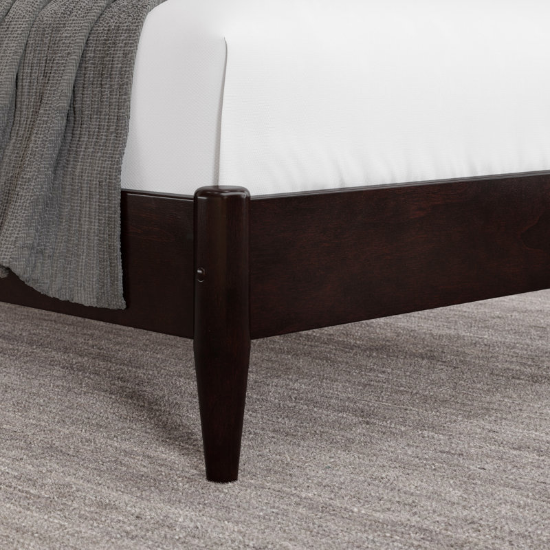 Lit plateforme en bois massif Audriel, Espresso, Double
