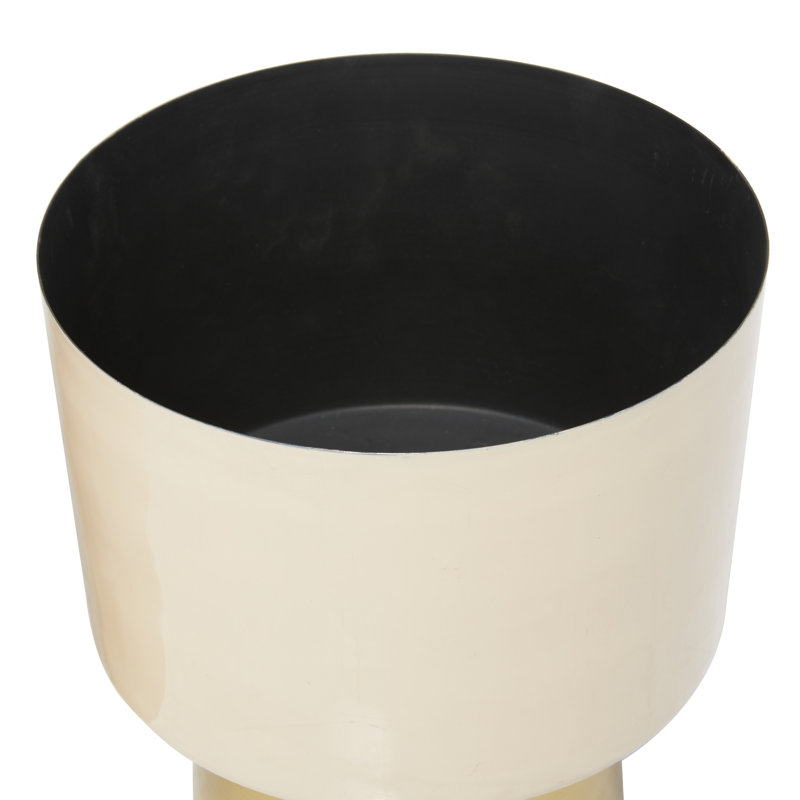 Ensemble de jardinières d'intérieur en métal 3 pièces avec base dorée Badiu, Crème