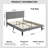 Full Size Dark Grey Velvet Upholstered Platform Bed with Adjustable Headboard, Modern Bed Frame with Wood Slats, No Box Spring Needed-1428527536-1428527537
