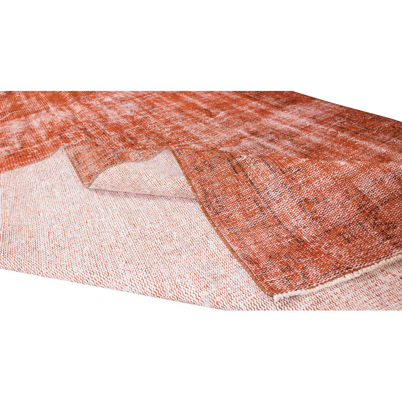 5.4x9.3 Ft Modern Orange Over-dyed Rug, Turkish Handmade Carpet