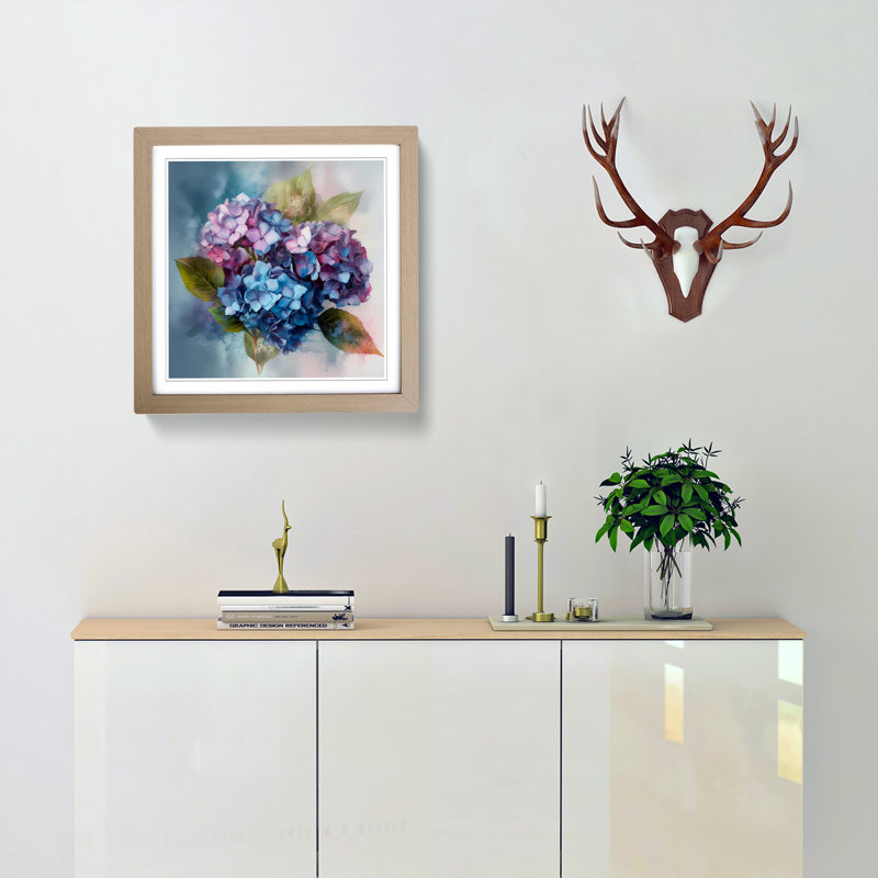 Hydrangea Floral No.1 - Framed Print, Oak