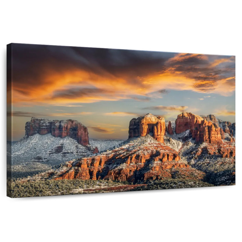 Alvord Sunset And Show Over Cathedral Rock Sedona, 8" H x 12" W
