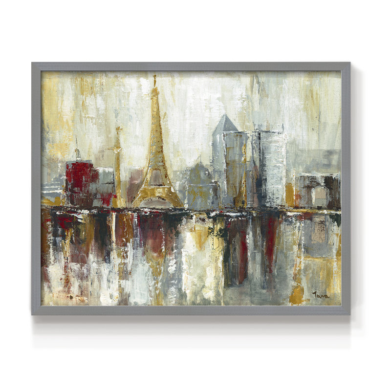 Paris Icons -Framed Print - Restickable, H 11 po x l 14 po, Gris
