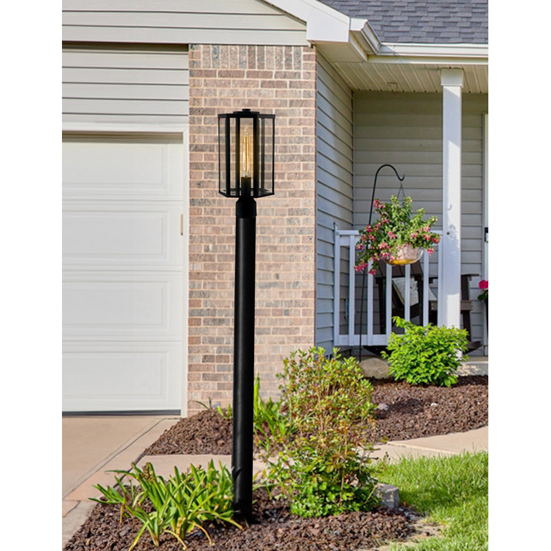 Fusion - Edgeworth Outdoor Post Light - Matte Black - Clear Glass Shade
