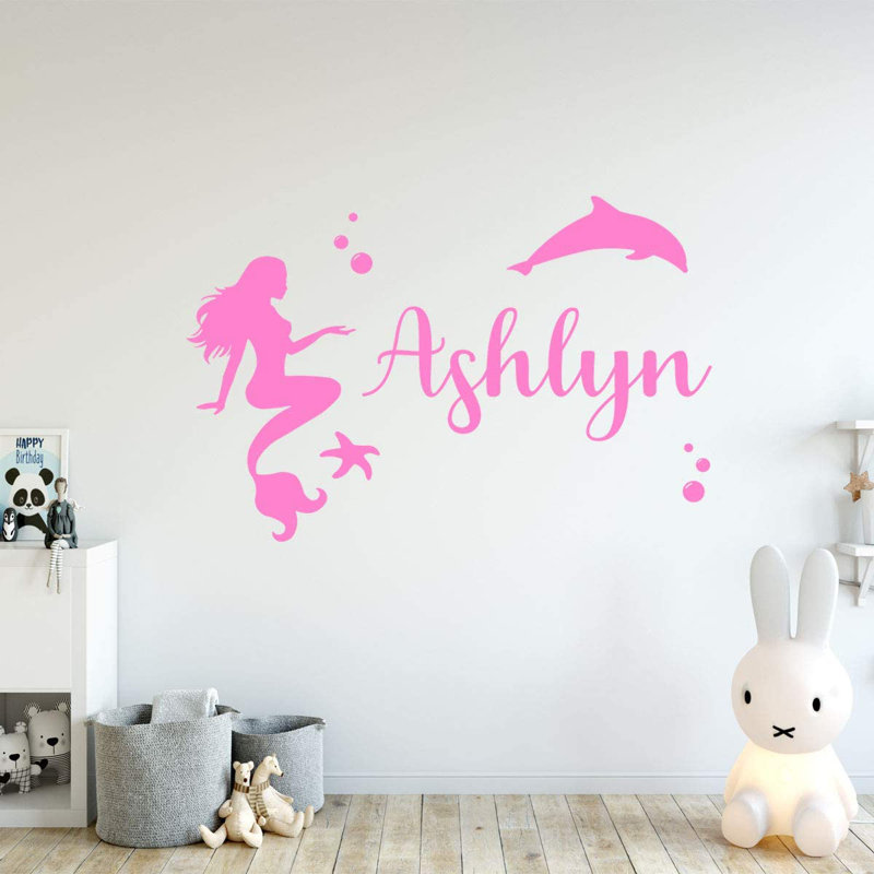 Décalcomanie murale sirène personnalisée, H 22 po x l 33 po, Rose