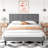 Platform Bed Frame with Upholstered Adjustable Headboard, No Box Spring Needed-1520251482-1520251483