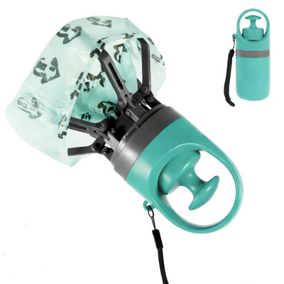 Dog Pooper Scooper,No Touch Pet Poop Scooper with Bag Dispenser and Leak Proof Container Includes 90 Bags for Dog Walking Waste Cleanup