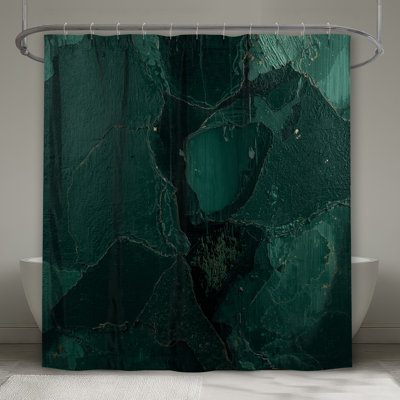 Textured Green Cracked Surface Shower Curtains Extra Long