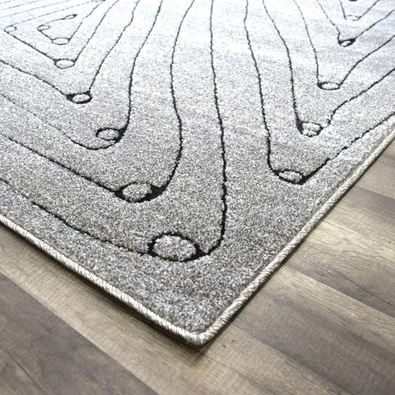 Tapis gris contemporain N Peace, Rectangle 8 pi x 10 pi