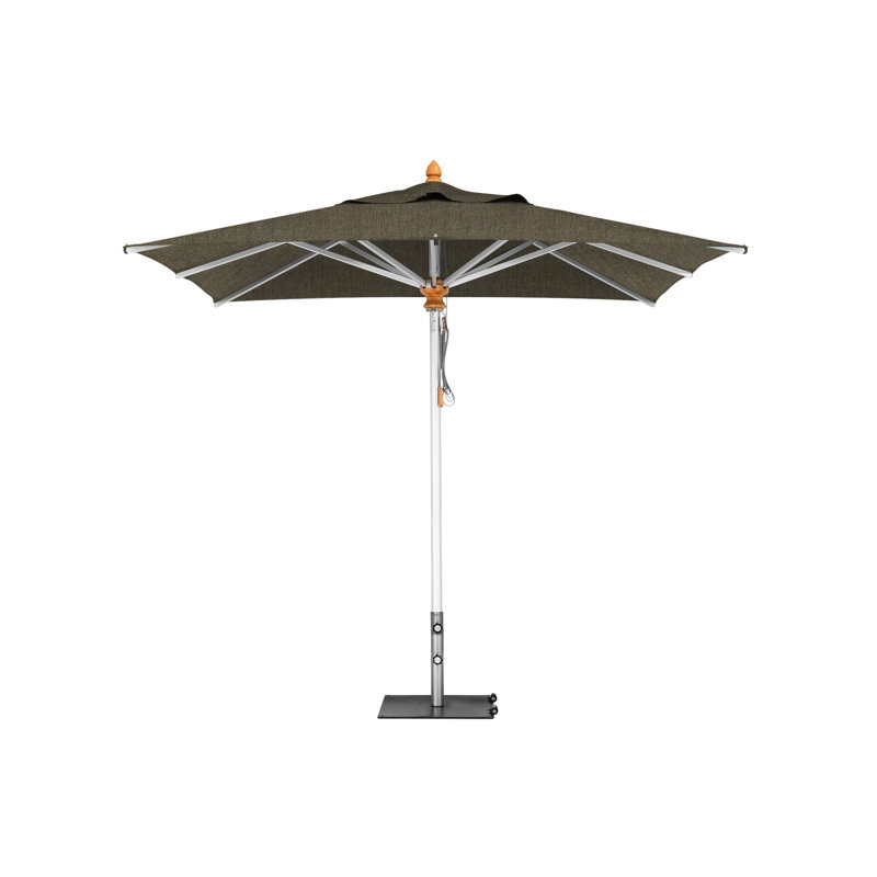 Bravura Square Market Umbrella, Mocha, 11'5", Square Metal w/ wheels+2.25" Stainless Steel Tube