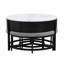Table basse à plateau relevable moderne avec rangement et 3 repose-pieds blanc et noir