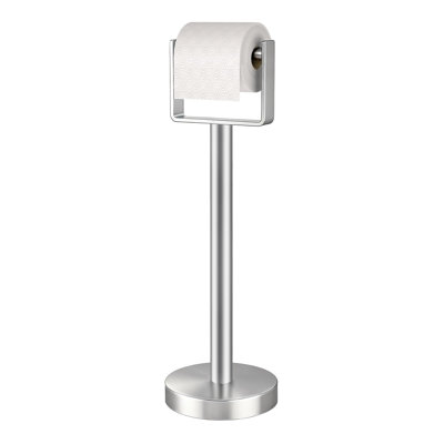 Heavy Duty Toilet Paper Holder Stand, Extra-Weighted Base No Tipping, Stainless Steel Toilet Paper Stand, Free Standing Floor Tissue Roll Holder for Bathroom, (Brushed Nickel)