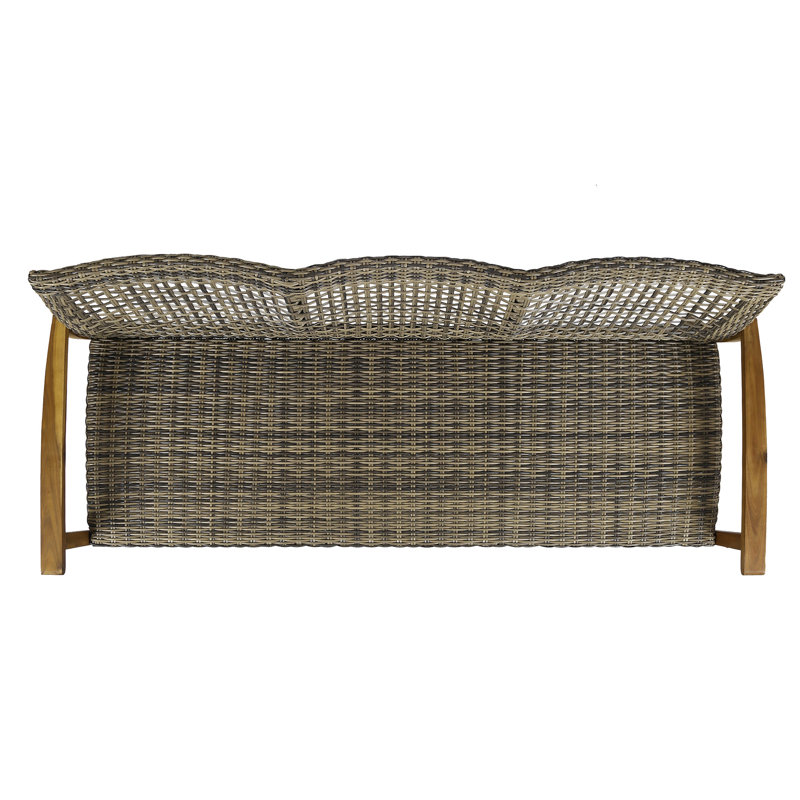 3 Seater With Seat And Wood Frame Person Stable Framework, Natural/Gray