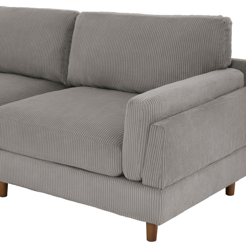 Vontavious 90.3'' Corduroy Sofa, Light Gray Corduroy