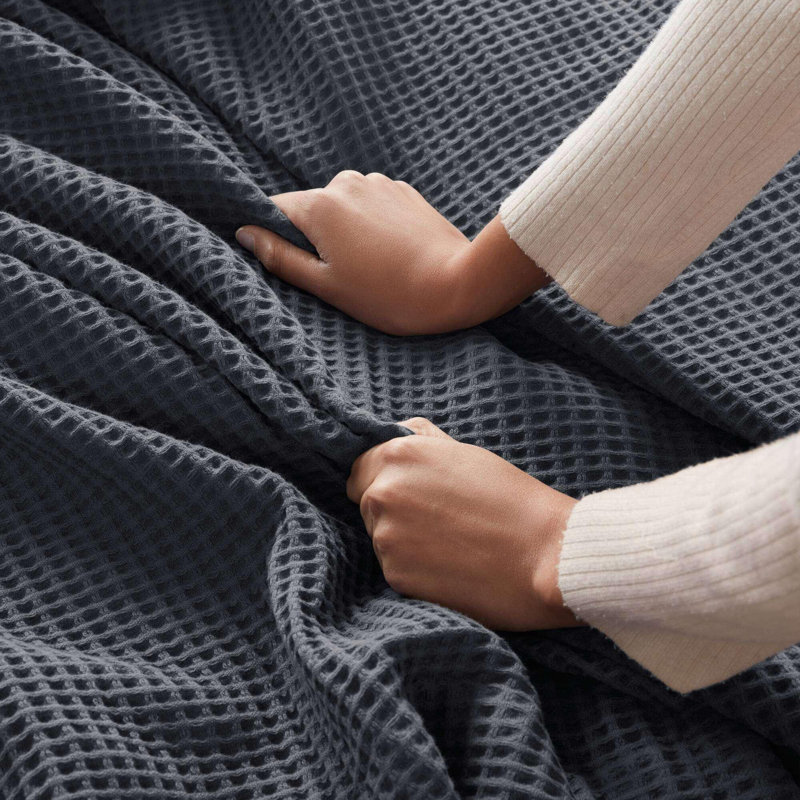 Couverture Modern Waffle Weave, Lit simple, Gris foncé