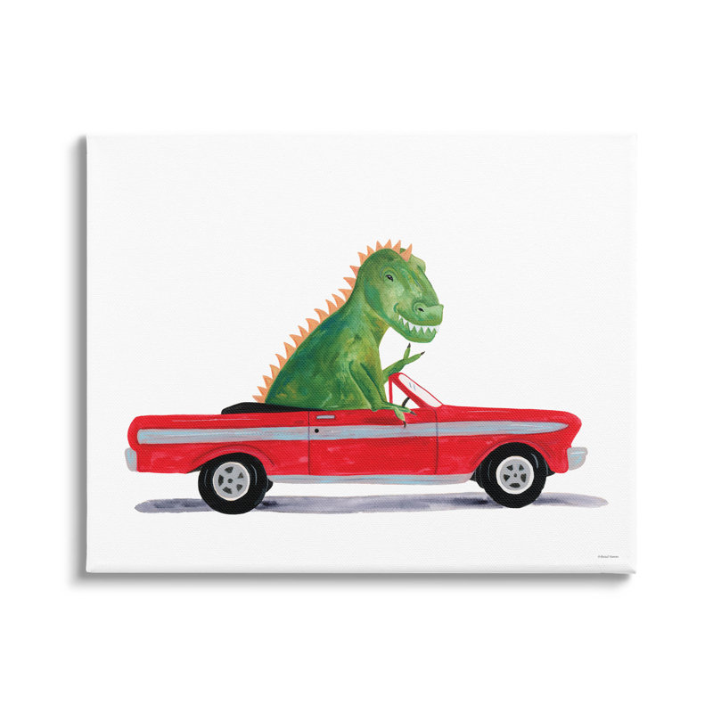 «Dinosaur Monster Sports Car», art mural par Rachel Nieman, H 30 po x l 40 po x P 1,5 po