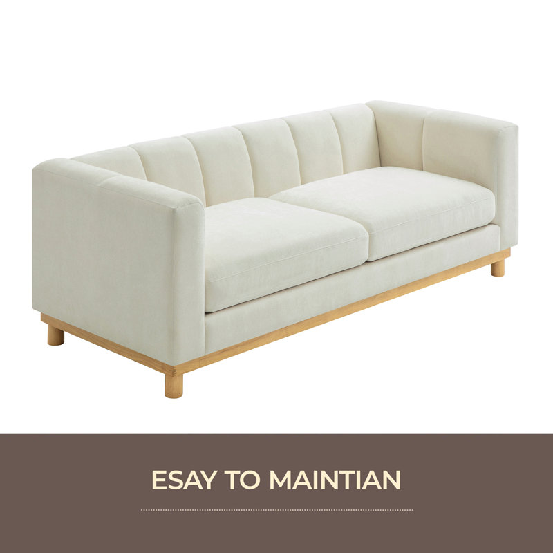 Canapé moderne 78,7 po pour salon, appartement, Beige, Naturel