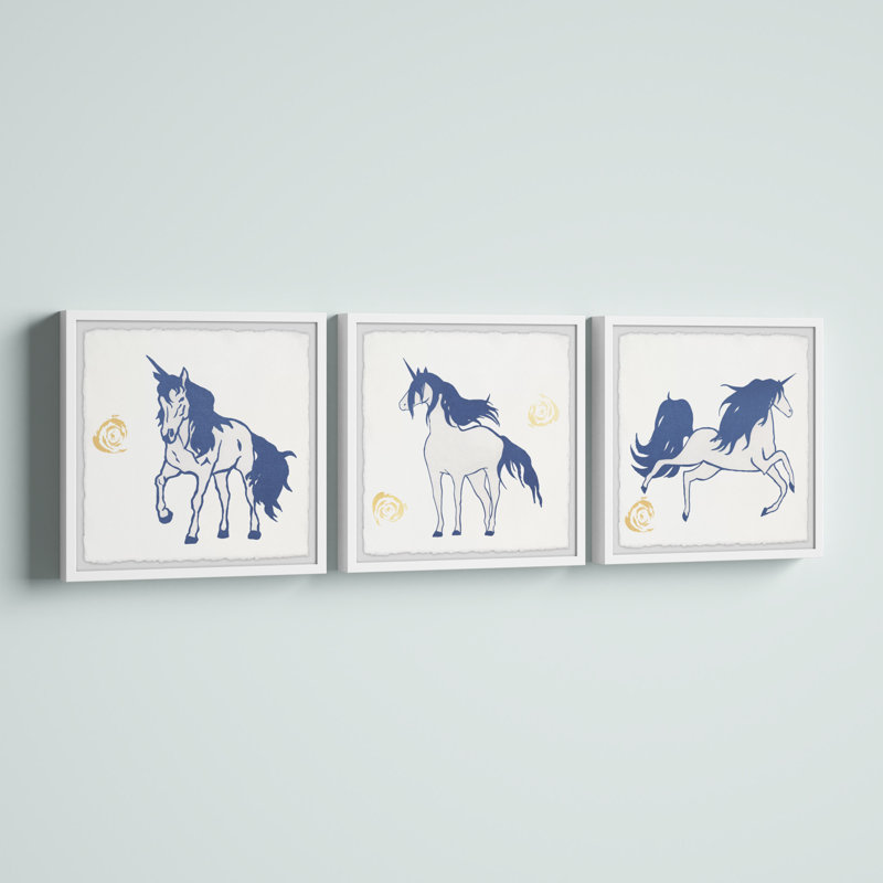 «George Hairy Unicorn Triptych», ensemble de 3 reproductions encadrées, H 18 po x l 18 po
