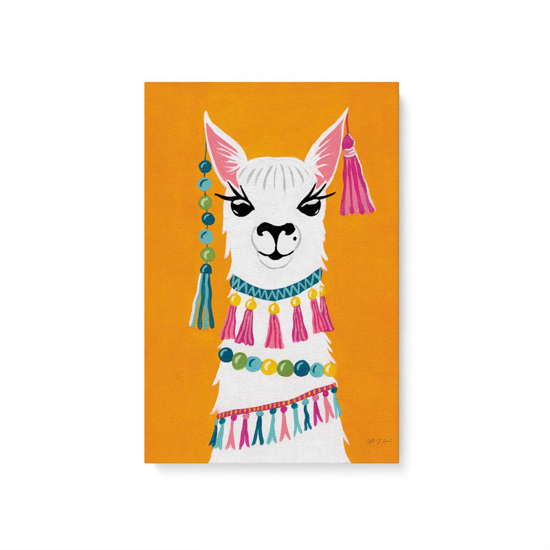 Lama animé, toile tendue, H 18 po x l 12 po