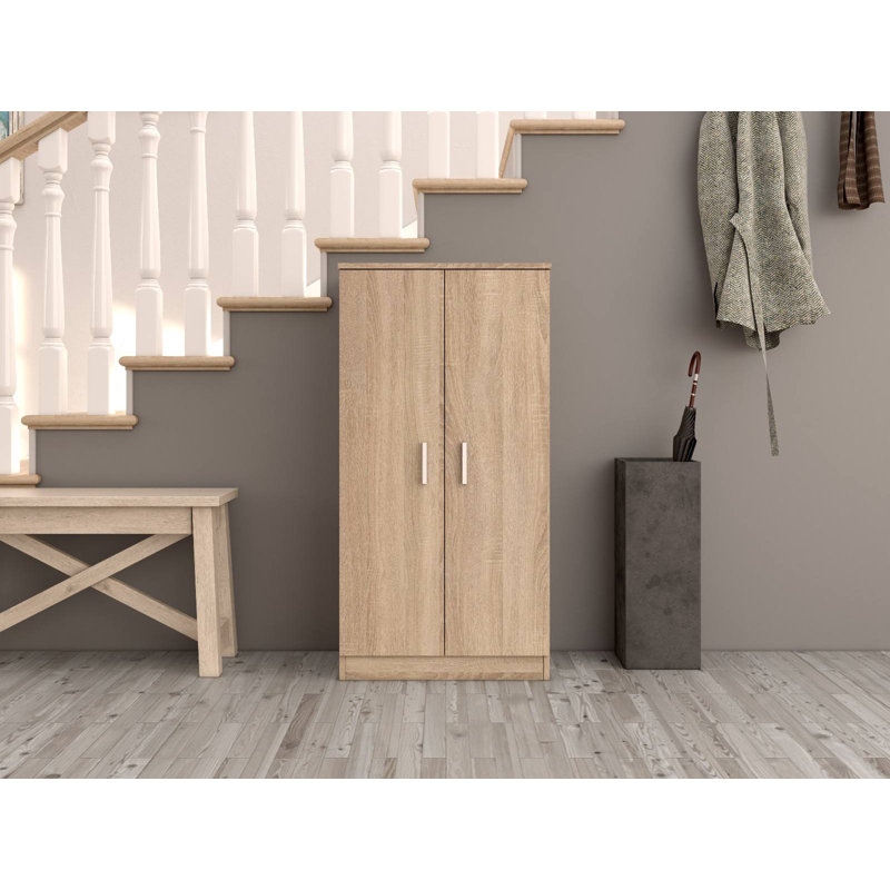 Casimire 2 Door Manufactured Wood Wardrobe, Light Brown