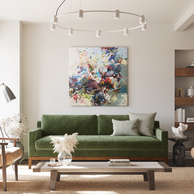 Zyon 90" Chenille Velvet Fabric Sofa