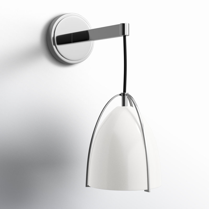 Chrome and Matte White Steel Single Bath Sconce