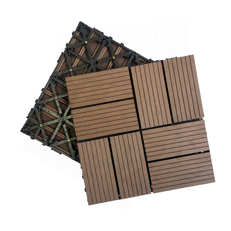 Ensemble de tuiles de terrasse en bois et en plastique composite de 20 pièces, Café clair