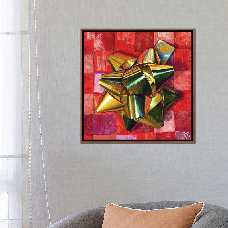 Golden Bow - reproduction d'art murale - toile encadrée, H 26 po x l 26 po, Impression encadrée sans passe-partout, Brun