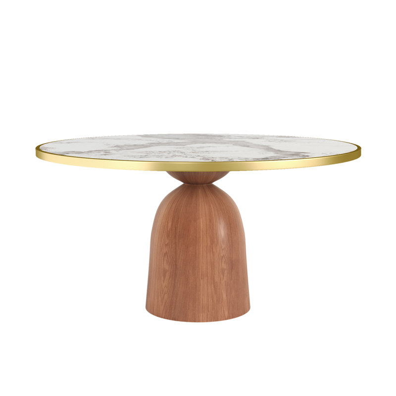 Table de salle à manger Mid-Century , H 29,5 po x L 59 po x l 59 po, Pandora / or