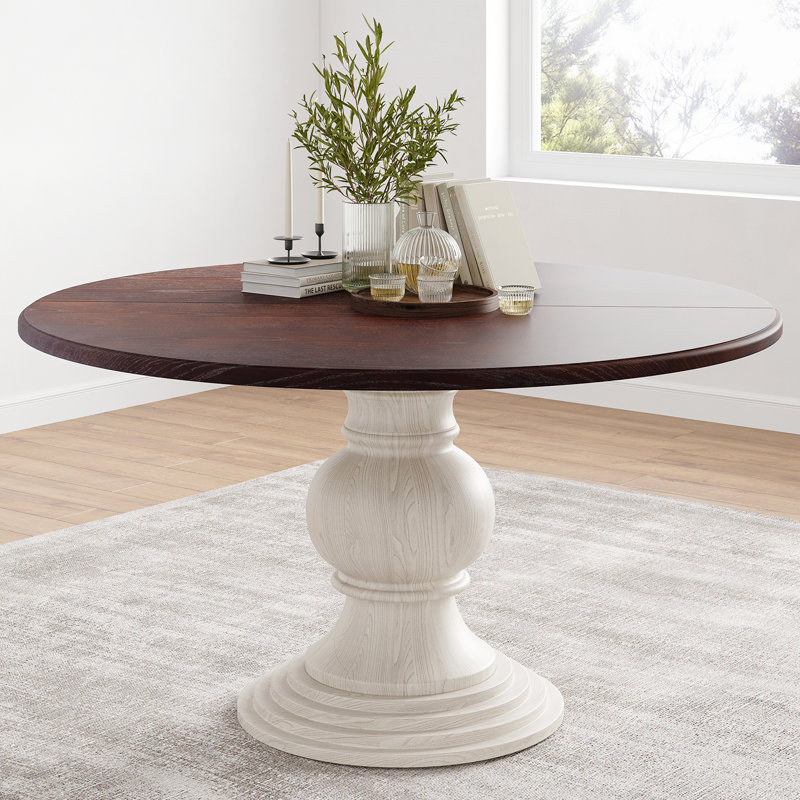 47.2"W Retro Country Style Round Dining Table, Brown