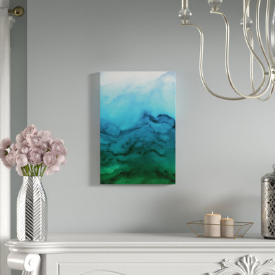 "winter waves" , reproduction d’art sur toile tendue en bleu vert dégradé