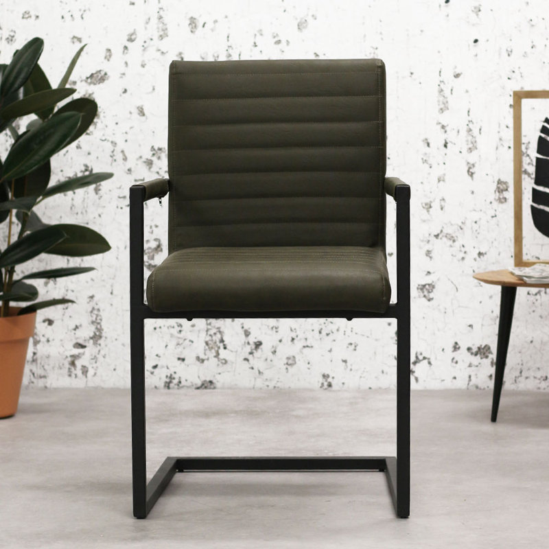 Xander 49cm H PU Upholstered Side Chair, Green