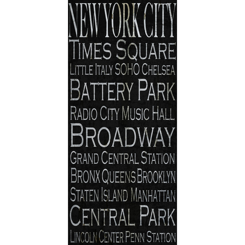 Art textuel sur toile tendue, «New York City Typographie»