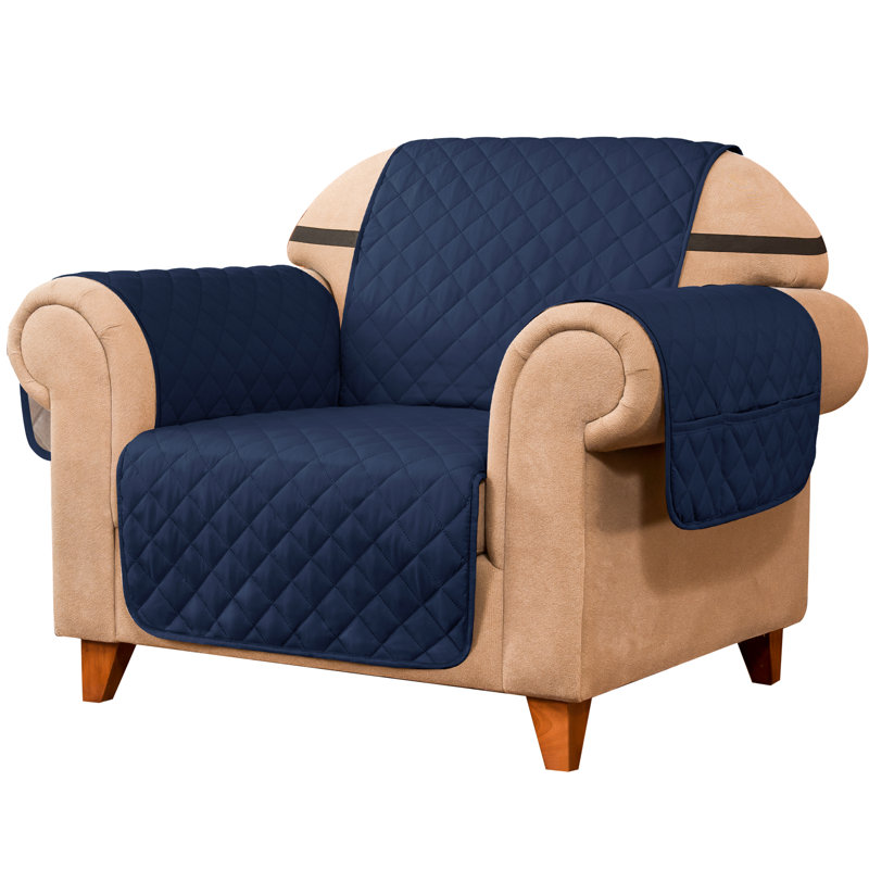 Ayalisse square/rectangular cushion armchair cover, Bleu marine, H 76 po x l 23 po x P 22 po